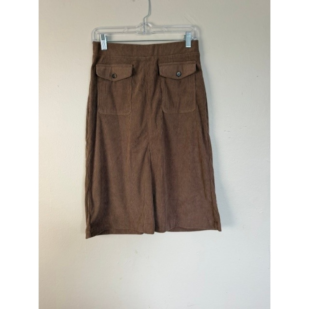Halara AuraCord Cloud Brown Corduroy Midi Skirt Front Pocket Stretch Small